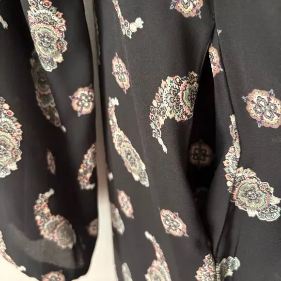 DR2 by Daniel Rainn L pleat back black crochet detailed paisley Pockets V-neck d - Picture 11 of 16